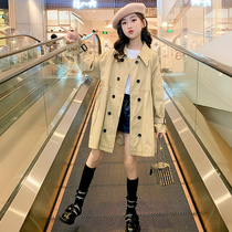 Girls Trench Coat 2021 New Children Autumn Dress Western Style Long Fashion English Coats Girls Tide Top