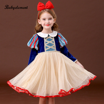 Girls dress autumn and winter New Children Spring and Autumn 2 plus velvet 3 Snow 4 princess skirt 5 birthday 6 dress 7 years old