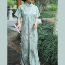 Qingye-2021 summer new Chinese national style retro tencel silk handmade dress young cheongsam