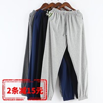 Full Cotton Sleeping Pants Mens Ladies Pure Cotton Trousers Spring Autumn Close-up Closets Feet Slim and thick Autumn Winter Easy Home Pants
