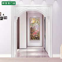 European-style pass arched solid wood door set painted living room aisle door shape double bag set carved curved balcony bag cover