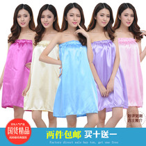 Beauty salon bath skirt bathrobe bra skirt solid color satin summer sweat evaporate beauty SPA guest wear