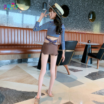 Girl split body swimsuit summer 2021 new children long sleeve bikini girl swimming sunscreen set