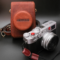 Fuji XE4X100VX100TX100S camera bag leather lens cover hanging belt vertical protective leather case cowhide