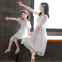 CHIC STYLE FOREIGN AIR PRO 2022 NEW WHITE BUBBLE CUFF NET RED MOTHER WOMAN DRESS Dress Summer Tide