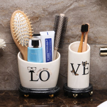 European cracked porcelain wash toothbrush holder ceramic toothbrush holder bathroom bathroom toilet storage rack tooth Holder
