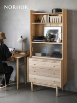 Nordic Expression GUAN Solid Wood Bookcase Japanese Retro Simple Cherry Wood Dining Cabinet Storage Display High Cabinet Z
