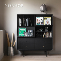 Nordic Expression Middle Ages Industrial Wind Imported E10 Series Solid Wood Metal Bookcase Record Storage Display Stand Black K