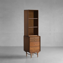 Nordic expression medieval industrial wind imported E10 solid wood metal display locker bookcase narrow cabinet walnut color