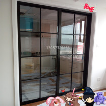Changshu Suzhou Jiangyin Yixing narrow edge black kitchen balcony Aluminum magnesium titanium alloy glass push-pull sliding sliding door partition