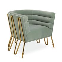 Custom light luxury post-modern living room stainless steel fabric leisure chair Model room sales office negotiation chair