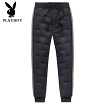 Playboy outdoor assault pants mens autumn and winter thickened down mountaineering and skiing pants womens windproof waterproof warm pants