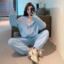 2022 Spring High Sensation Harbor Wind Small Freshener Casual Sports Clothing Suit Womens Tennis Red Fried Street Goddess Van Two Sets