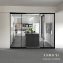 Shanghai narrow frame kitchen glass sliding door minimalist balcony living room partition cloakroom toilet sliding door customization