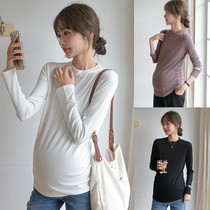 Pregnant womens blouses spring dress Long sleeves Spring and autumn damp mothers pregnant women with undershirt autumn and winter gush with internal hitch-fit T-shirt