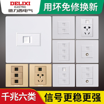 Delixi Gigabit Network panel computer network port 86 concealed network cable box six types double port network socket network cable socket