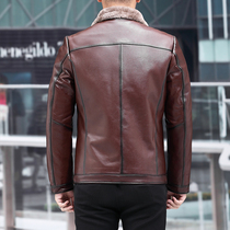 Leather Mink Man Leather Mink Collar Short Sheep Leather Jacket Lamb Fur Thickened Winter Coat