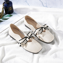 Doug shoes female leather fairy shoes gentle flat Mary Jane single shoes summer pedal soft leather soft bottom milk shoes