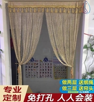 Simple screen curtain blocking European Net red door curtain partition curtain luxury decoration pastoral hanging curtain screen hanging living room