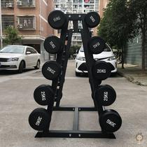 Commercial fixed barbell set barbell holder round head does not loosen curved rod barbell gym integrated rubber barbell