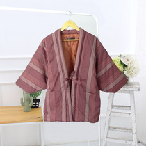 Japanese semi-wrapped cotton-padded jacket and wind Road robe cotton-padded jacket for men and women warm bathrobe home tops