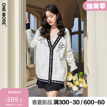 ONEMORE2022 Spring new small flower knit cardigan white cardigan sweater with female loose jacket design