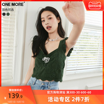 ONE MORE2021 Autumn New knitted vest Suspender top agaric lace knitted interior base shirt