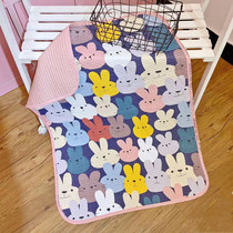 Korean pure cotton cartoon small mat newborn washed sheets bed cover four seasons mat breathable physiological mat is not waterproof