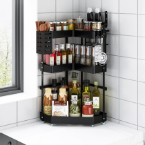 Kitchen rack multifunctional seasoning supplies shelf chopsticks bucket knife holder triangle corner countertop multi-layer storage rack