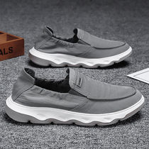 Spring Canvas Board Shoes 2022 New Driving Leisure Work Lawless Mens shoes One foot pedal Lazy People Old Beijing Cloth Shoes