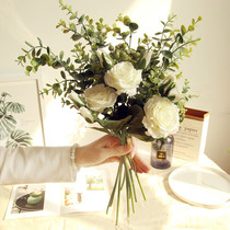 Simulation rose green leaf berry bouquet Forest department natural decorative flower decoration Living room cabinet decoration TV cabinet fake flower