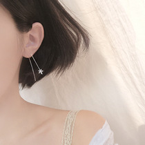 Art Freshener Hand Drawing Maple Leaf Plant S925 Pure Silver Earline Temperament Ornament Ear Pendant Student Female