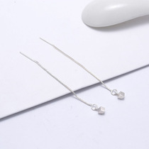 925 Pure Silver Wire Drawing Block Ear Line Length Korean minimalist Temperament Classic Fashion Geometric Square Flow Suearrings