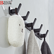 Black space aluminum clothes adhesive hook toilet hook fitting room coat hook non-perforated Nordic wall hook