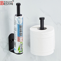 Black non-perforated kitchen shelf cling film hanger storage roll paper draw Holder Plastic bag wrap film wrap film