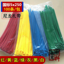 (100)GB 5x250mm color nylon cable tie length 25cm black and white thickened plastic lock full package