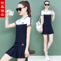 New badminton womens suit short sleeve pants skirt quick-dry tennis sports dress set summer casual dress Womens