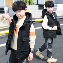  Boys  waistcoat thickened in autumn and winter 2021 new Korean style middle and large childrens fashion tooling waistcoat trend winter trend