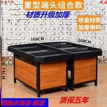 Supermarket fruit shelves convenience store drinks supermarket shelves wooden multifunctional community steel wood frame vegetables and fruits