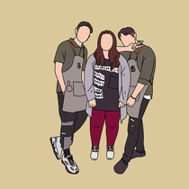 Hand-painted couple head portrait stick figure full body portrait custom Cartoon Cartoon mobile phone wallpaper line color like face painting without face