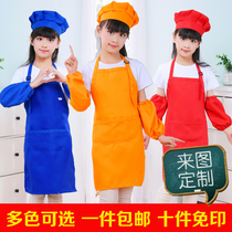Customized childrens apron painting clothes kindergarten apron suit childrens performance clothing Art advertisement diy printing logo
