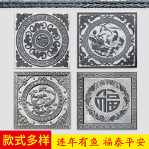 Stone carving relief mural hollow window flower blue stone antique relief floor carving relief screen courtyard shadow wall carved floor
