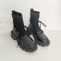 MISS home thick bottom Martin boots female English spring and autumn Joker 2021 new socks boots summer thin short boots