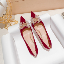 Small Crowdwedding Shoes Bridal Shoes 2022 New Red High Heels Show and wedding shoes wedding dress Two wear not tired