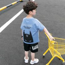 Boys summer clothes children suit 2021 new childrens clothes mens handsome gas short sleeves Two sets of CUHK Tong Summer Korean version of the tide