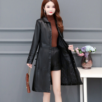 Spring and Autumn New Haining Leather Dress Woman Middle-Ten Carbon Style Middle-aged Mom Large Cover Cover