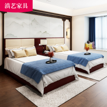 Hotel bed custom hotel furniture apartment standard room full plate double hotel room hotel furniture hotel bed