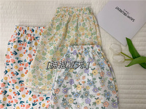  Embrace summer Hehao soft skin-friendly double-layer yarn pure cotton pajamas shorts cool home pants floral female summer