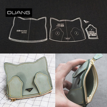 diy handmade leather goods coin wallet cat cartoon card bag version drawing acrylic out of grid paper template template