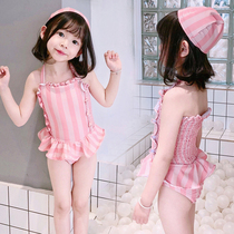 South Korea 2020 new childrens one-piece swimsuit middle and large childrens beach girls swimsuit swimsuit